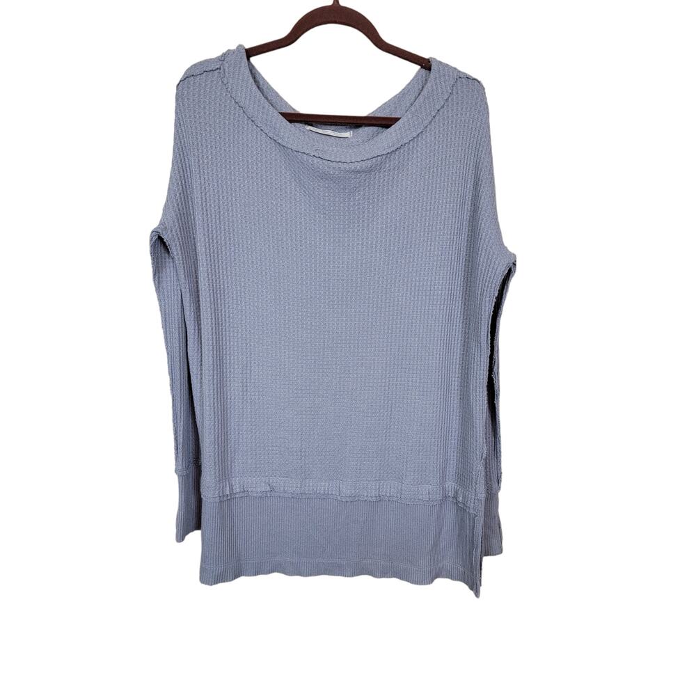 Free People Size X-Small Oversized Thermal Waffle Weave Long Sleeve Shirt
